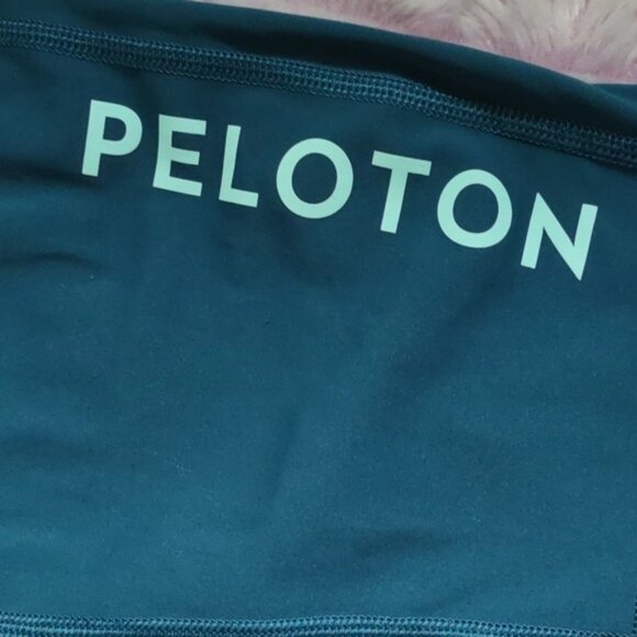 Peloton Teal Blue Green Yoga Waistband Back Pocket Activewear Gym Capri Large - Picture 9 of 10